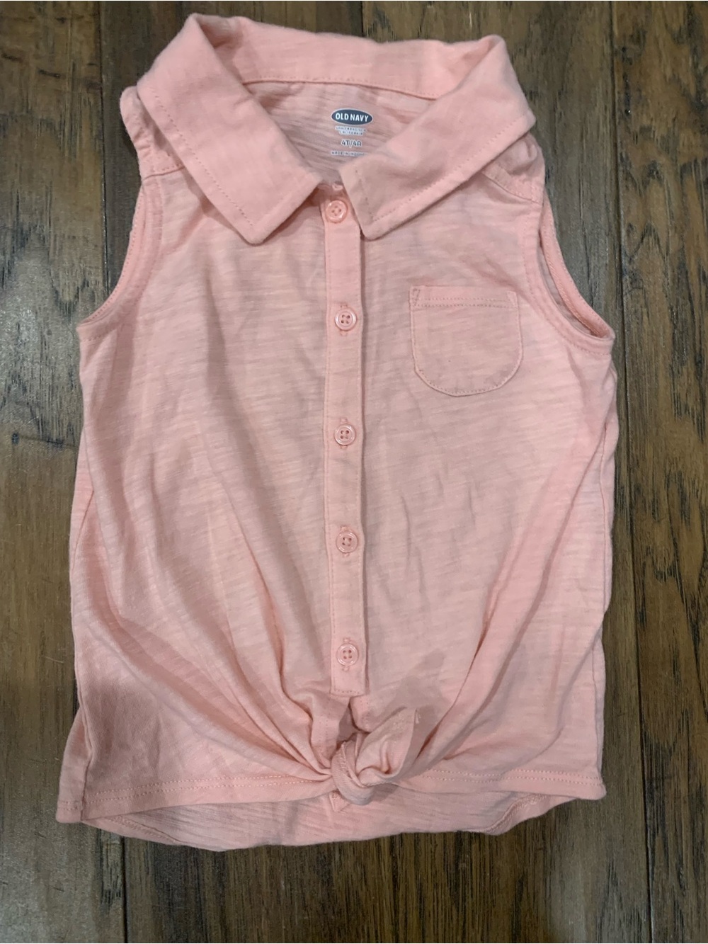 Old Navy Pink Sleeveless Button-Front Tie-Hem Top